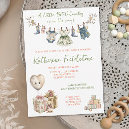 Little Bit Of Country Clothesline Baby Girl Shower Invitation