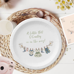Little Bit Of Country Clothesline Baby Shower Paper Plate