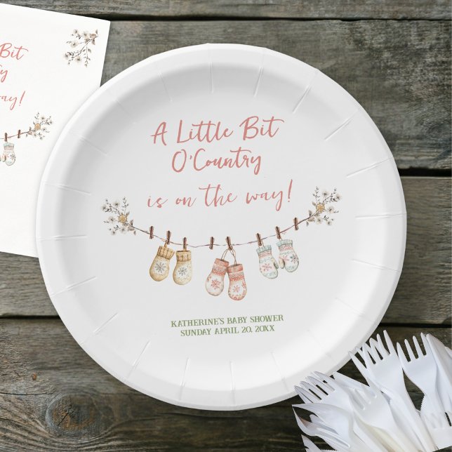 Little Bit Of Country Winter Boho Baby Girl Shower Paper Plate (Creator Uploaded)