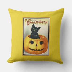 Little Black and Jack O' Lantern Halloween  Throw  Cushion