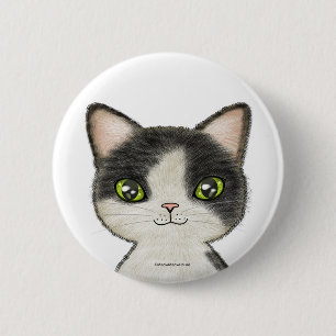 Little Black and White Cat 6 Cm Round Badge