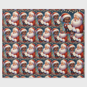 Little Black Boy on Santa’s lap  Wrapping Paper