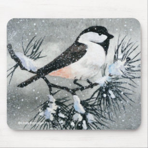 Little Black Capped Chickadee Bird Mouse Mat