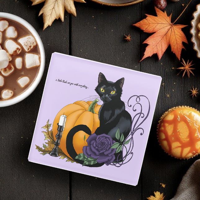 Little Black Cat Glass Coaster (Creator Uploaded)