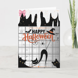 Little Black Cat Halloween Blank Card