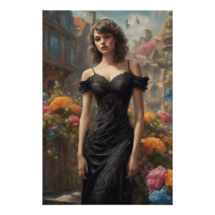 Little Black Dress AI Art Vintage Chic Fashion LBD Poster