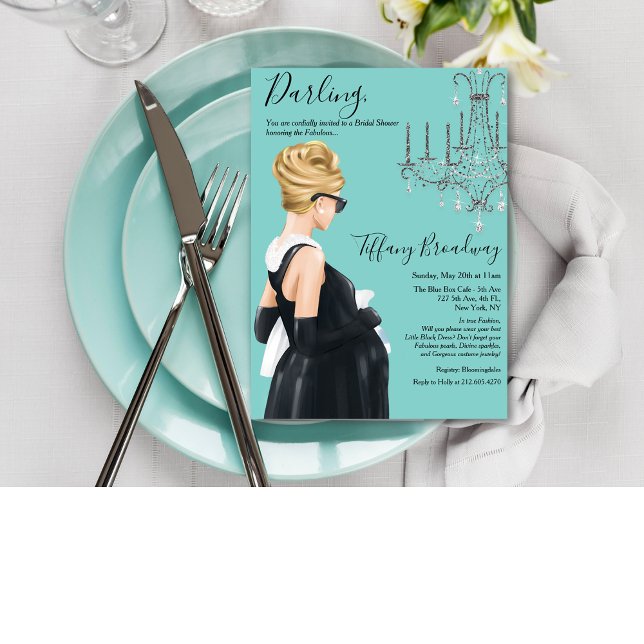 Little Black Dress Blue Glam Baby Shower  Invitation (Creator Uploaded)