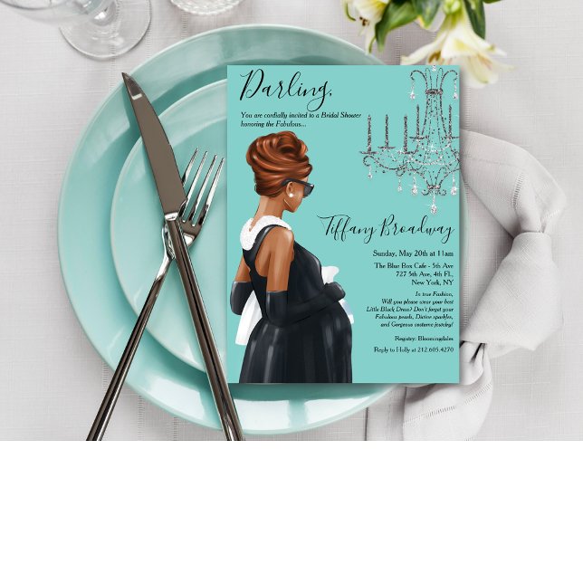 Little Black Dress Blue Glam Baby Shower  Invitation (Creator Uploaded)