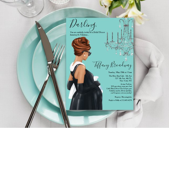 Little Black Dress Blue Glam Baby Shower  Invitation (Creator Uploaded)