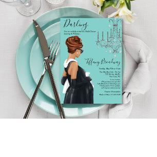 Little Black Dress Blue Glam Baby Shower Invitation