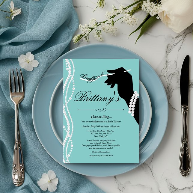 Little Black Dress Blue Glam Bridal Shower Invitation (Creator Uploaded)