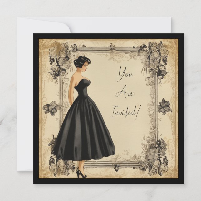 Little Black Dress Card: Understated Elegance Invitation (Front)