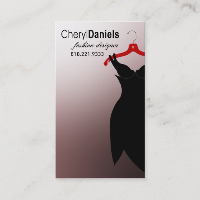 "Little Black Dress" Fashion Designer, Stylist Business Card (Front)