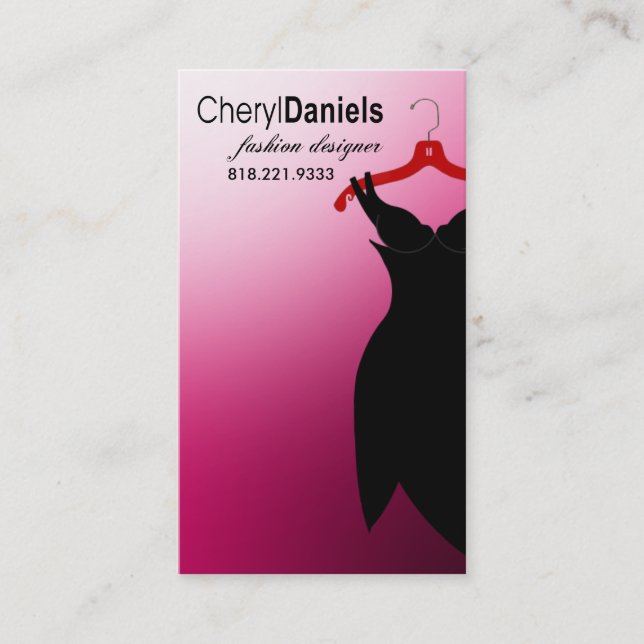 "Little Black Dress" Fashion Designer, Stylist Business Card (Front)