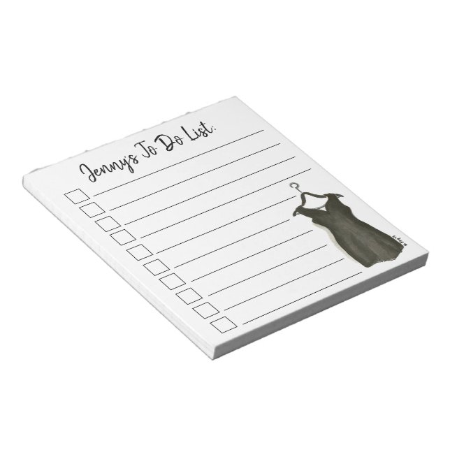 Little Black Dress Fashion Personalised To Do List Notepad (Angled)