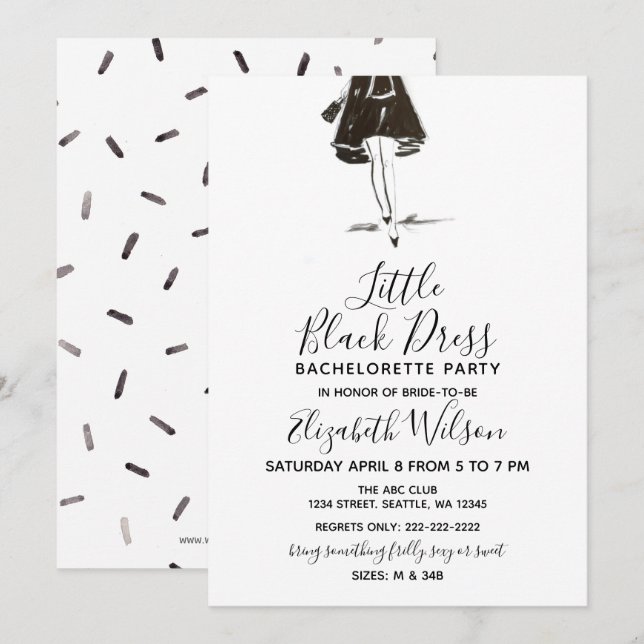 Little Black Dress High Heels Bachelorette Party Invitation (Front/Back)