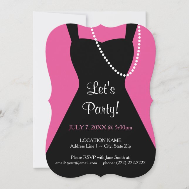 Little Black Dress Invitation | Bachelorette Party (Front)