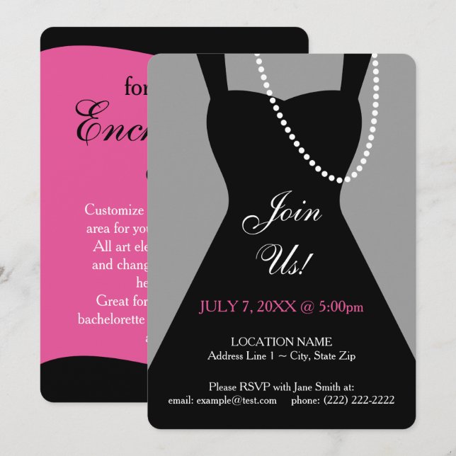 Little Black Dress Invitation Template (Front/Back)