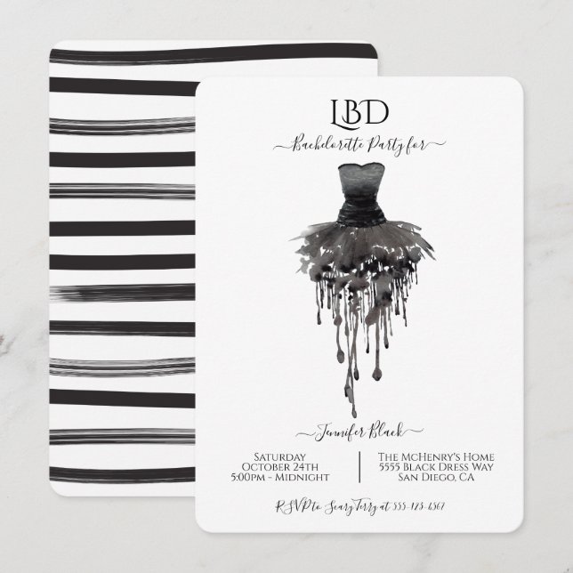 Little Black Dress LBD Bachelorette Party Invitation (Front/Back)