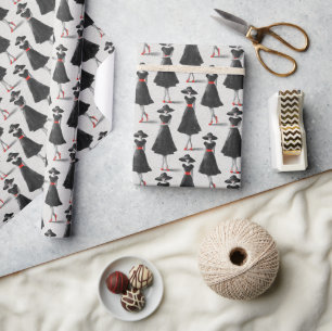 Little Black Dress Society Chalk Fashion Pattern Wrapping Paper