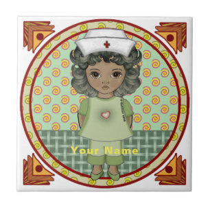 Little black girl nurse tile