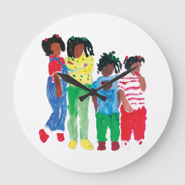 Little Black Girls "Back In The Day" Large Clock (Front)