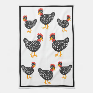 Little black hens tea towel