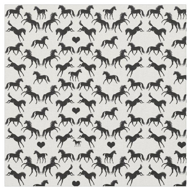 Little Black Horses Fabric (Close Up)