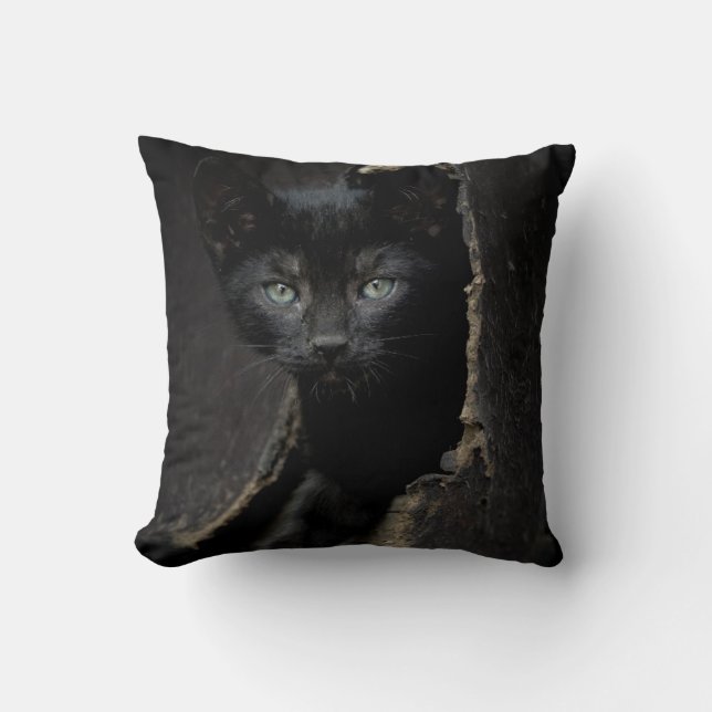 Little Black Kitty Cushion (Front)