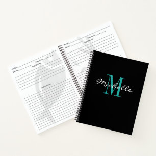 Little black monogram kitchen recipe organiser notebook