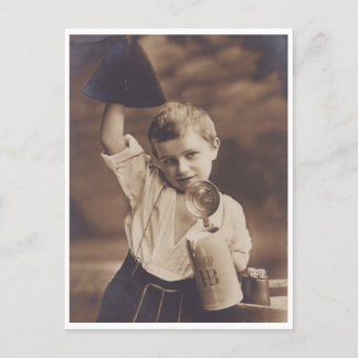 Little Blonde Boy with HB Beer Mug Vintage Postcar Postcard
