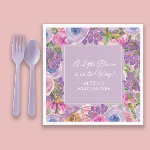 Little Bloom Purple Pink Floral Baby Girl Shower Napkin