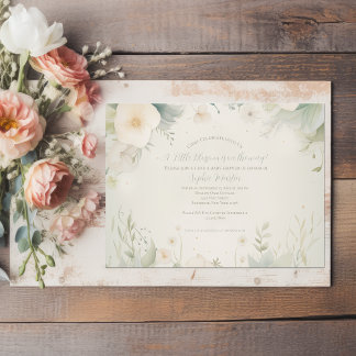 Little Blossom Illustrated Flower Baby Shower Invitation