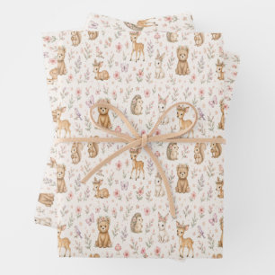 Little Blossom Woodland Babies Nursery Wrapping Paper Sheet
