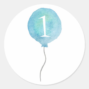 Little Blue Balloon Birthday Number Stickers