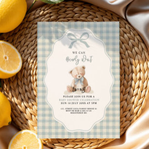 Little Blue Bearly Wait Baby Shower Invitation