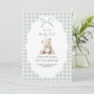 Little Blue Bearly Wait Baby Shower Invitation