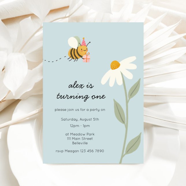 Little Blue Bee Birthday Invitation (Creator Uploaded)