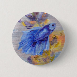 Little Blue Betta Fish 6 Cm Round Badge