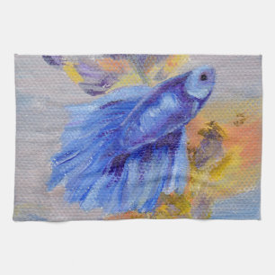 Little Blue Betta Fish Tea Towel