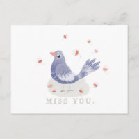 Little Blue Bird and Flowers Miss You