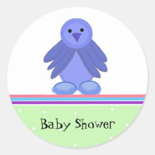 Little Blue Bird Baby Shower Classic Round Sticker