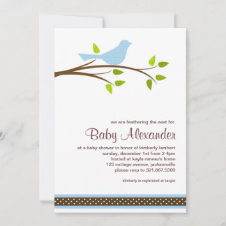 Little Blue Bird Baby Shower Invitation