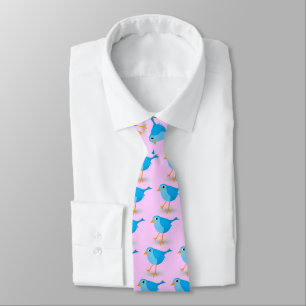 Little Blue Bird Cute Follow Me Twitter NeckTies