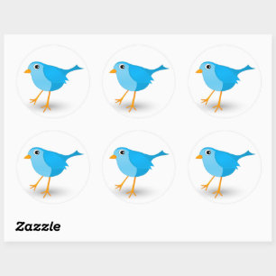 Little Blue Bird Cute Round Stickers