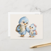 Little Blue Bird Family Friendship Greeting Card