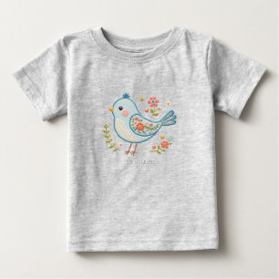 Little Blue Bird Floral Baby T-Shirt