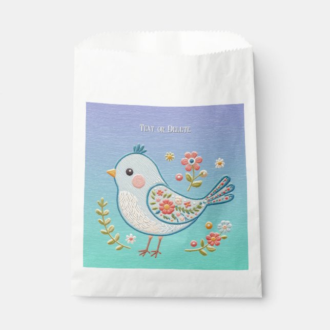 Little Blue Bird Floral Favour Bags (Front)