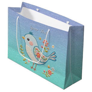 Little Blue Bird Floral Gift Bag