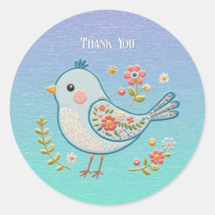 Little Blue Bird Floral Sticker